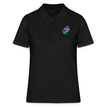 bird, heron, illustration ,graffiti ,colorful - Women's Polo Shirt - black - Front - Ailine (174cm)