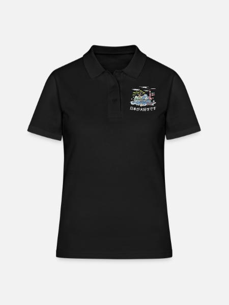 J’adore le cadeau des caractères japonais japonais du Japon - Polo Femme - noir