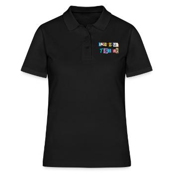 Anonymous TShirt en lettre de journaux. - Polo Femme - noir - Devant - Ailine (174cm)