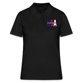 Usa California Vintage fier citoyen américain - Polo Femme - noir - Devant - Ailine (174cm)