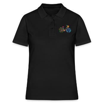 buntes Fahrrad, Damenrad, colors bike, ladies bike - Frauen Polo Shirt - Schwarz - Vorne - Ailine (174cm)