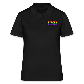 CSD - Christopher Street Day - Gay - Lesbienne - Polo Femme - noir - Devant - Ailine (174cm)
