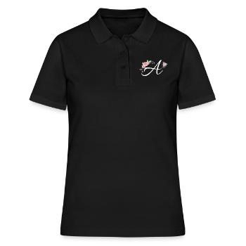 Brief an Blumen - Frauen Polo Shirt - Schwarz - Vorne - Ailine (174cm)