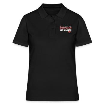 Ich kann besser küssen als kochen! - Frauen Polo Shirt - Schwarz - Vorne - Ailine (174cm)