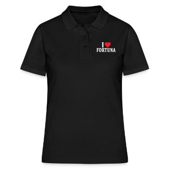 T-Shirt I love Fortuna T-Shirt Geschenkidee - Frauen Polo Shirt - Schwarz - Vorne - Ailine (174cm)