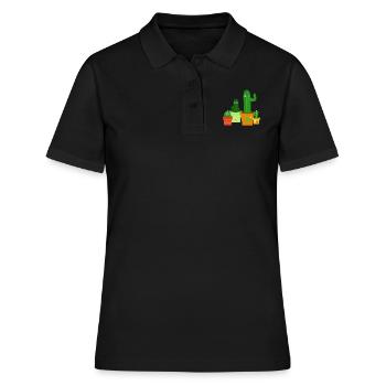 Kaktus - Frauen Polo Shirt - Schwarz - Vorne - Ailine (174cm)