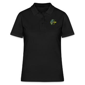 Wilde exotische Monstera-Blüte - Frauen Polo Shirt - Schwarz - Vorne - Ailine (174cm)