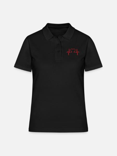 Battement de coeur avec coeur - Polo Femme - noir