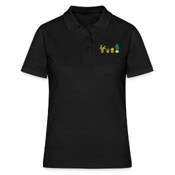 Cool Cactus Illustration Design - Frauen Polo Shirt - Schwarz - Vorne - Ailine (174cm)