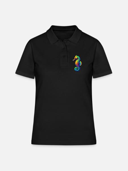 Seepferdchen - Frauen Polo Shirt - Schwarz