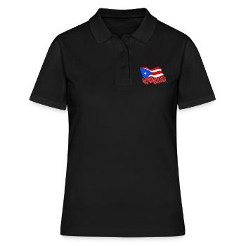 PR Flag Fleur Rose Porto Rico - Polo Femme - noir - Devant - Ailine (174cm)