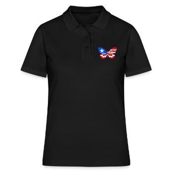 PR Drapeau Butterfly Heritage Porto Rico - Polo Femme - noir - Devant - Ailine (174cm)