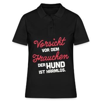 Vorsicht vor dem Frauchen - Frauen Polo Shirt - Schwarz - Vorne - Ailine (174cm)
