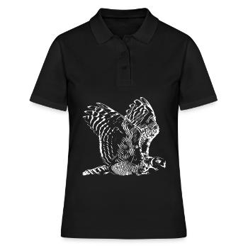 Eulen - Frauen Polo Shirt - Schwarz - Vorne - Ailine (174cm)
