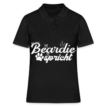 Bearded Collie Hund Mama Beardie spricht Sprüche - Frauen Polo Shirt - Schwarz - Vorne - Ailine (174cm)