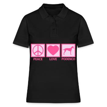Podenco Windhund Canario Mama Peace Spruch Pink - Frauen Polo Shirt - Schwarz - Vorne - Ailine (174cm)