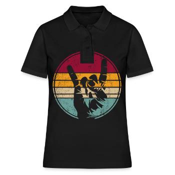 Pommesgabel Metal Hand Hand Signal Retro - Women's Polo Shirt - black - Front - Ailine (174cm)