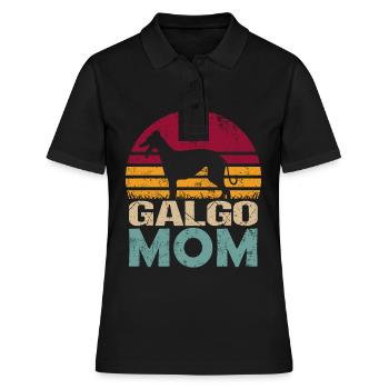 Galgo Espanol Espagne Greyhound Chien Maman Vintage - Polo Femme - noir - Devant - Ailine (174cm)