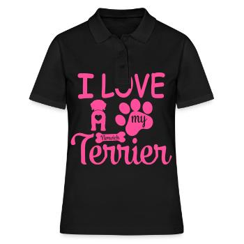 Norwich Terrier Dog Mama Mom I Love my Pink - Women's Polo Shirt - black - Front - Ailine (174cm)