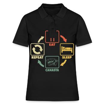 Canasta Jeu de cartes Jeu Jouer Manger Dormir - Polo Femme - noir - Devant - Ailine (174cm)