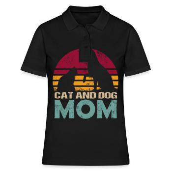 Chat && Chien Maman Maman Vintage - Polo Femme - noir - Devant - Ailine (174cm)
