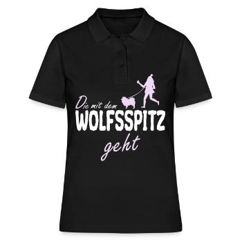 Wolfsspitz Hunde Sprüche Mama Frauchen Mutter - Frauen Polo Shirt - Schwarz - Vorne - Ailine (174cm)