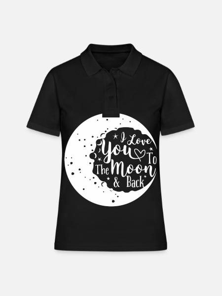 Je t'aime jusqu'à la lune et retour Saint-Valentin Gesch - Polo Femme - noir