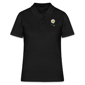 marguerite fleur marguerite renoncule blanc jaune - Polo Femme - noir - Devant - Ailine (174cm)