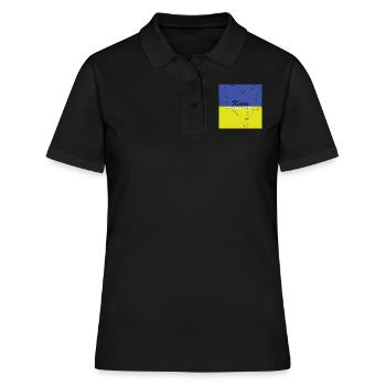 Kiew - Hauptstadt mit GPS-Koordinaten & Flagge - Frauen Polo Shirt - Schwarz - Vorne - Ailine (174cm)