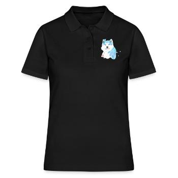 husky, dog, painting, watercolor, blue - Women's Polo Shirt - black - Front - Ailine (174cm)