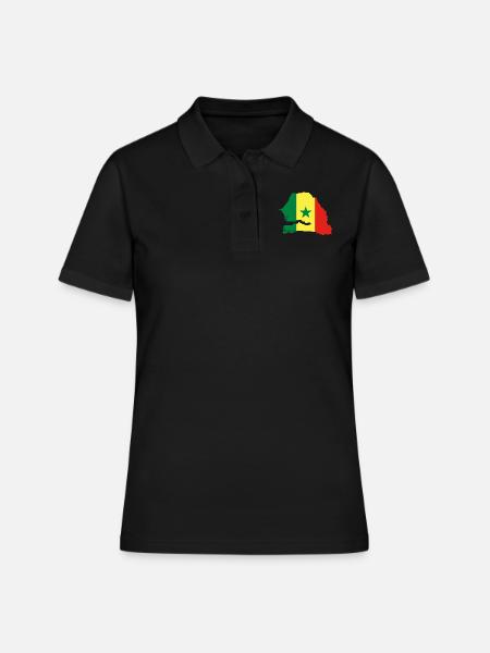 Sénégal carte drapeau drapeau - Polo Femme - noir
