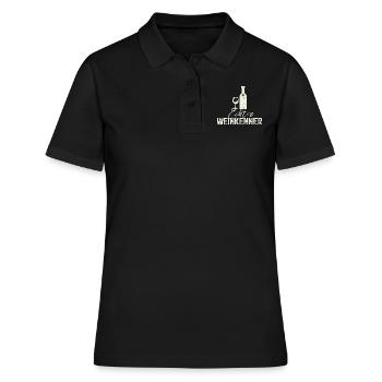 Echter Weinkenner, Weisswein Wein - Frauen Polo Shirt - Schwarz - Vorne - Ailine (174cm)