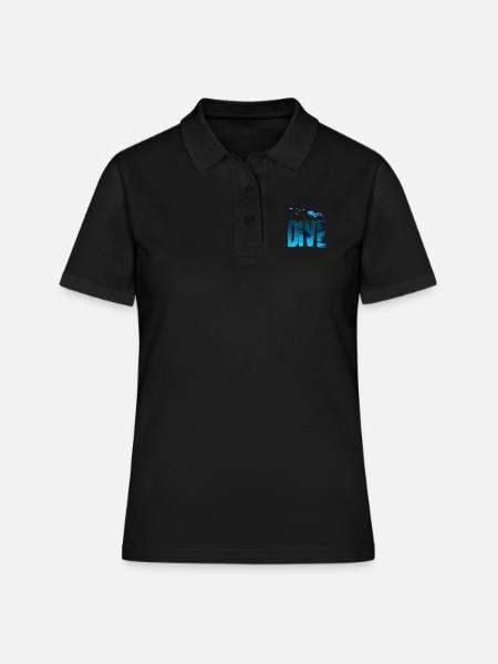 Plongée - plongée, plongeurs, plongée en apnée - Polo Femme - noir