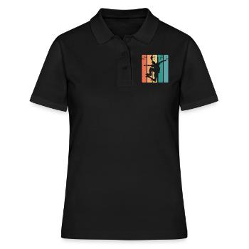 Skate Retro - Skater - Skateboard - Skateboarder - Polo Femme - noir - Devant - Ailine (174cm)
