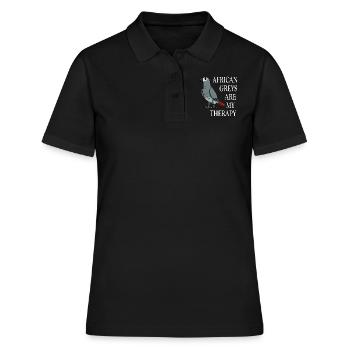 Funny Quote African Grey Parrot as Therapy - Women's Polo Shirt - black - Front - Ailine (174cm)