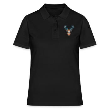 Hirsch, Hirschkopf - Frauen Polo Shirt - Schwarz - Vorne - Ailine (174cm)