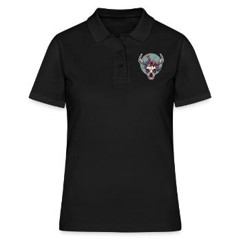 Wendigo Blumen Schädel Wild - Frauen Polo Shirt - Schwarz - Vorne - Ailine (174cm)