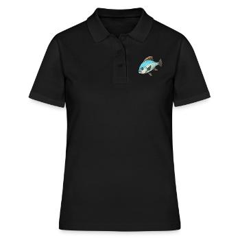 Heilbutt Fischmotiv Perfekt für Angler - Frauen Polo Shirt - Schwarz - Vorne - Ailine (174cm)