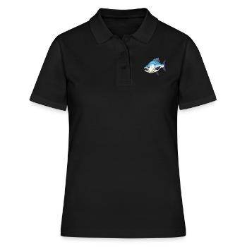 Heilbutt Fischmotiv Perfekt für Angler - Frauen Polo Shirt - Schwarz - Vorne - Ailine (174cm)
