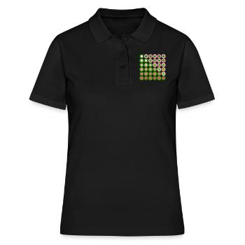 Cercles et carrés roses et verts dans le style Op Art - Polo Femme - noir - Devant - Ailine (174cm)