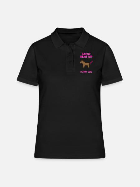 Suche Mann mit Pferdeschwanz, Frisur egal - Frauen Polo Shirt - Schwarz