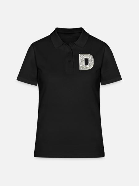D, lettre, lettre D, initiale, initiale D, monogramme, - Polo Femme - noir