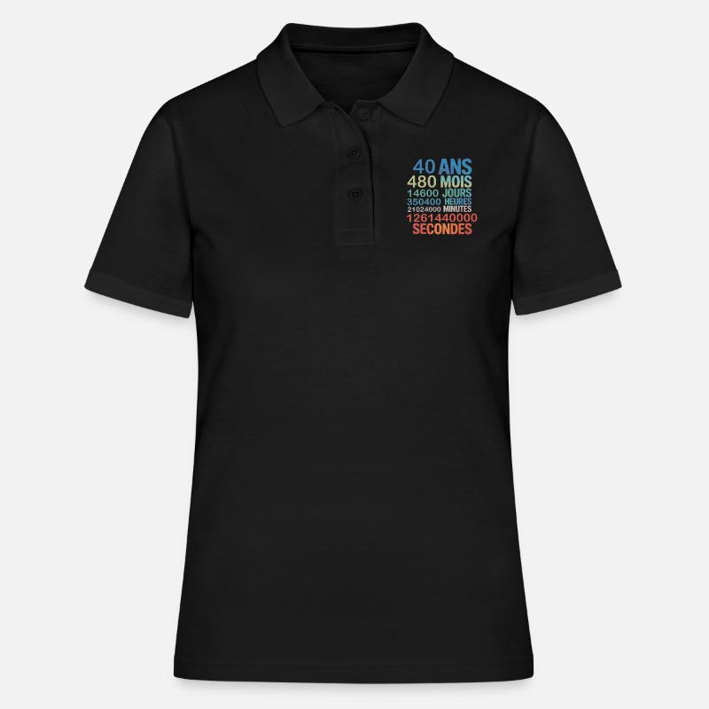 40 ans – 480 mois, 14600 jours... Secondes - Polo Femme - noir