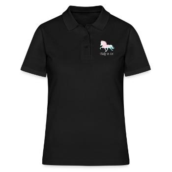 Cheval islandais - Polo Femme - noir - Devant - Ailine (174cm)