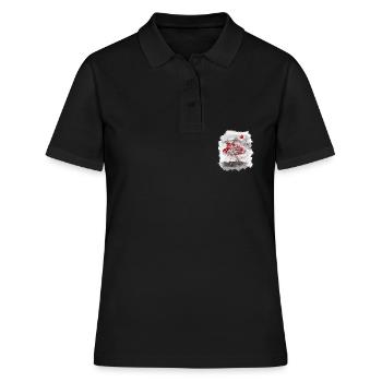 Mount Fuji hinter einem Kirschbaum - Frauen Polo Shirt - Schwarz - Vorne - Ailine (174cm)