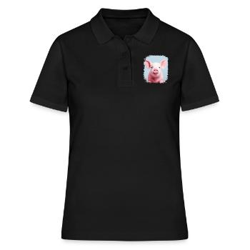 drôle citation arrière-cour griller citation humour porc - Polo Femme - noir - Devant - Ailine (174cm)