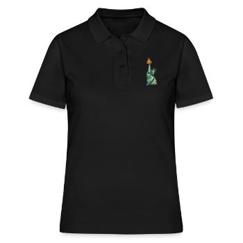 Freiheitsstatue Mit Pizza-Fackel Kunstwerk New - Frauen Polo Shirt - Schwarz - Vorne - Ailine (174cm)