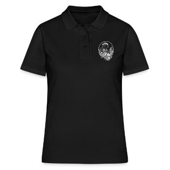 Astronaut im Vintage Blumenbeet mit Mondlicht - Frauen Polo Shirt - Schwarz - Vorne - Ailine (174cm)