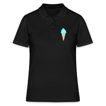 Eis Eiscreme Waffel blau cool Sommer Eisdiele Fan - Frauen Polo Shirt - Schwarz - Vorne - Ailine (174cm)
