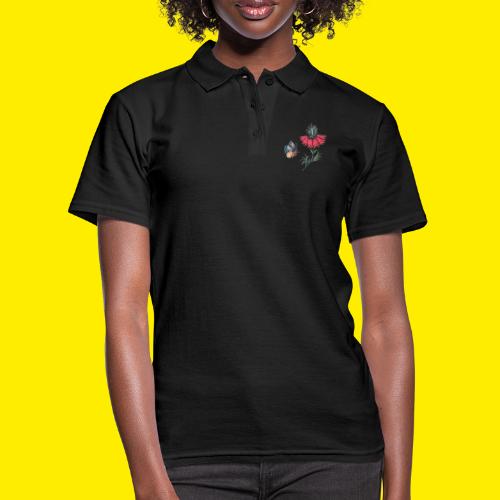 Flygende sommerfugl med blomster - Poloskjorte for kvinner